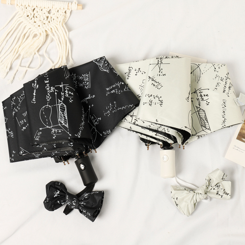 Strict Selection of Mathematical Formula Xueba Umbrella Black Glue Sunny Umbrella UV Protection Umbrella Student Umbrella Factory in stock