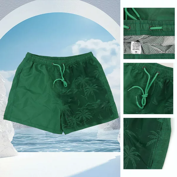Manufacturer's Cross-Border Supply of Men's Quick-Drying Beach Shorts, Short-Sleeved Casual Sports Shorts That Change Color When Exposed to Water