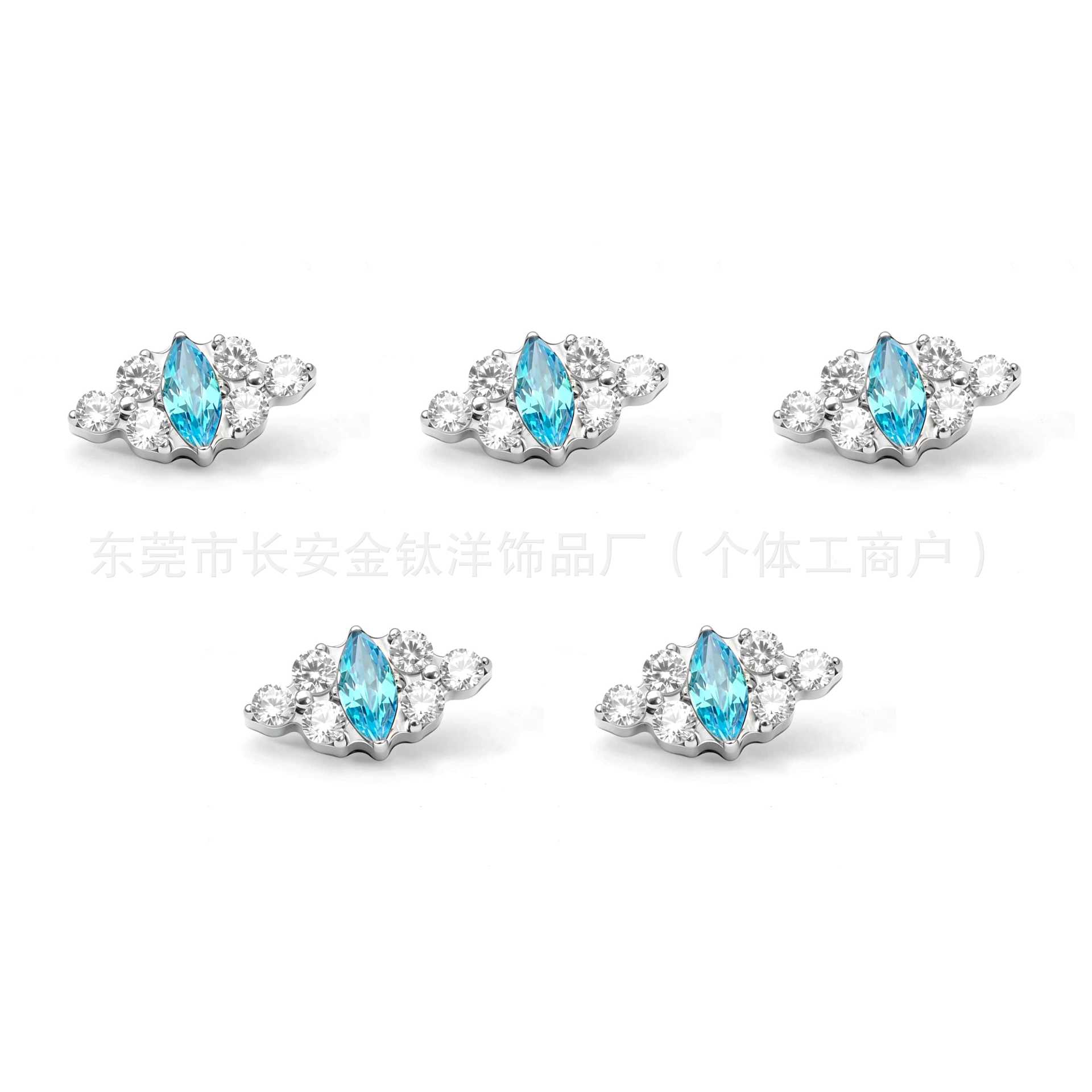 F136 Titanium Full Diamond Cloud-Shaped Zircon Lip Stud, Ear Stud, Cartilage Stud, G23 Titanium Alloy Body Piercing Jewelry detail image 5