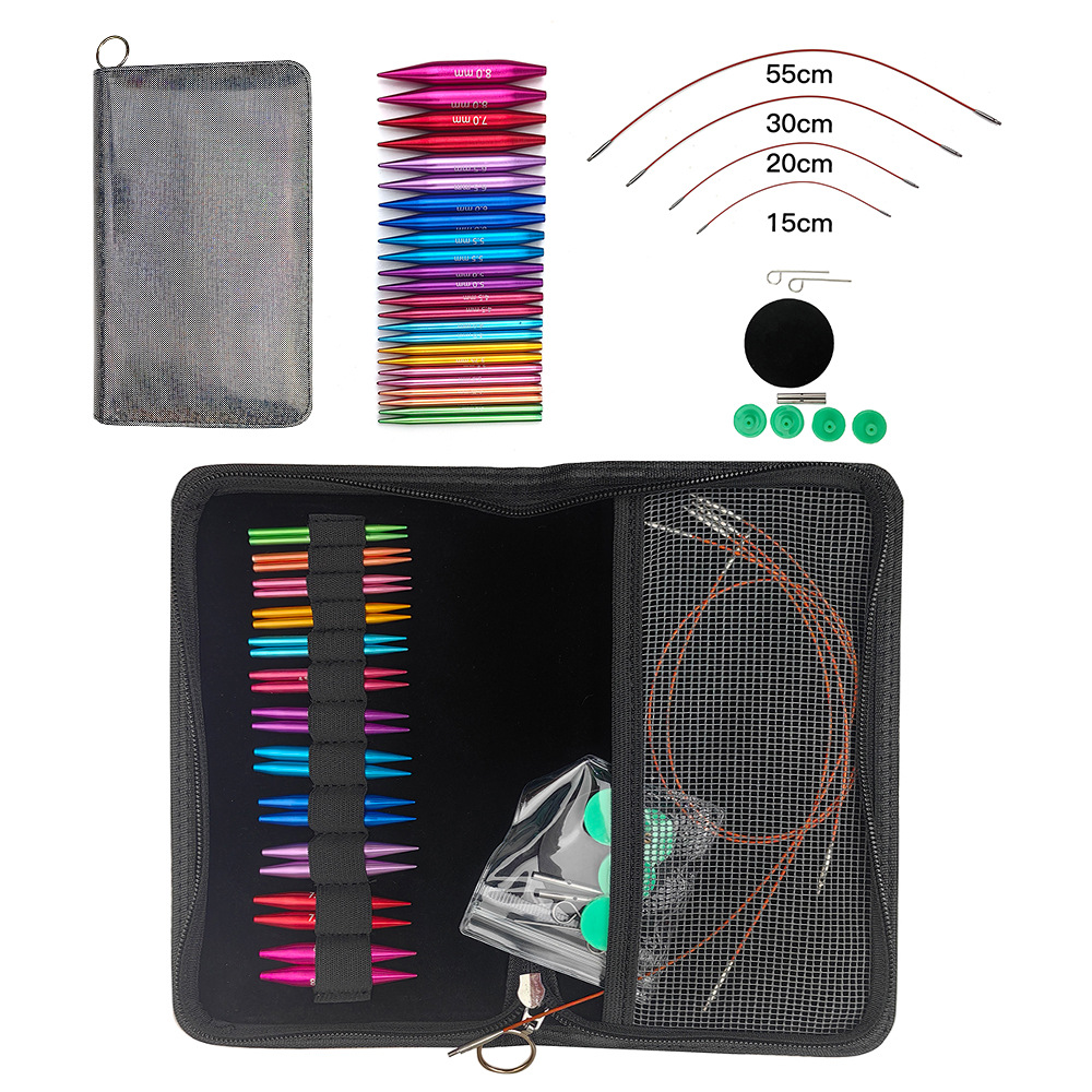 Herramientas de trenzado transfronterizas mini ultra corta 5.5CM conjunto de aguja de aguja desmontable 12 pago 3.0-8.0mm bolsa PU