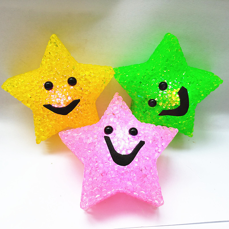 Colorful flashing smiley face five-pointed star LED night light for street vendors