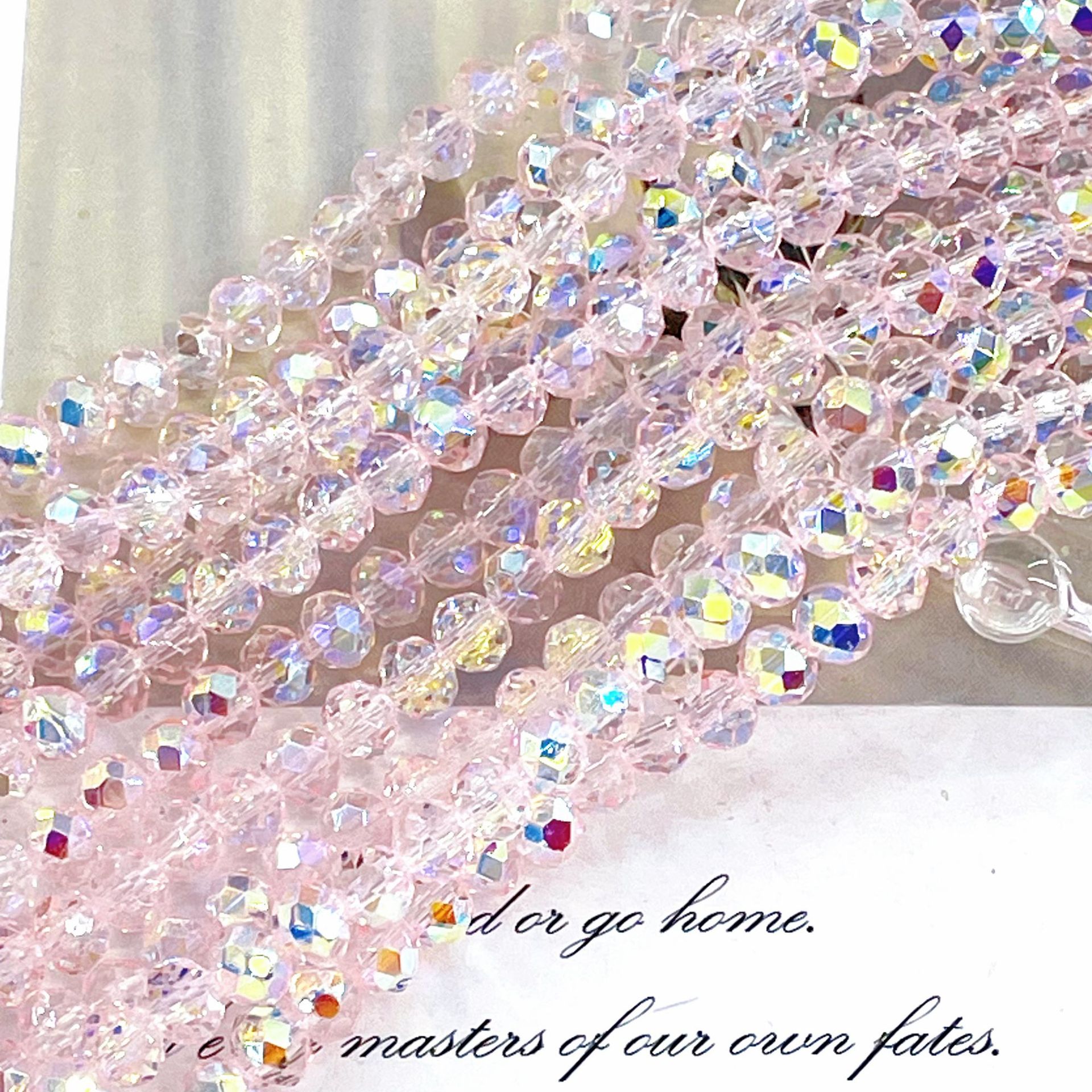 Cuentas de cristal planas y redondas de 4/6/8 mm, cuentas de cristal brillantes hechas a mano para joyería DIY, cuentas sueltas para collar y pulsera