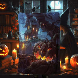 万圣节南瓜印花柔软毛毯跨境午睡毯四季法兰绒空调幽灵盖毯可定制