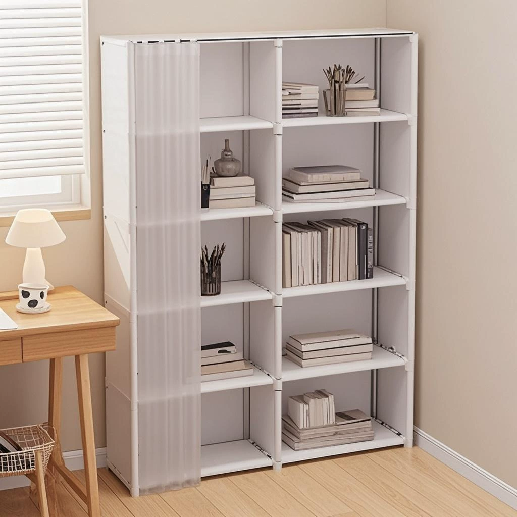 Домашняя книжная полка Простая многослойная стойка от пола до пола пылезащитный шкаф для хранения студенческого общежития книжный шкаф для гостиной