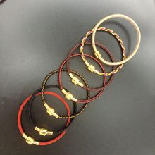【2mm】防水钢丝绳简约细款可穿3D 转运珠本命年红黑皮绳情侣手链
