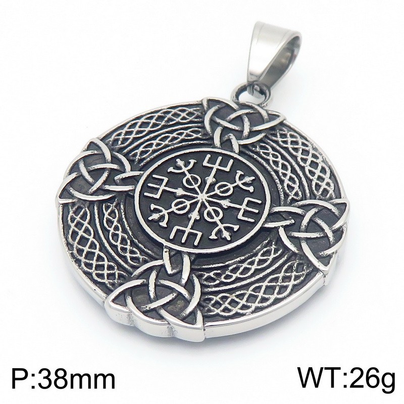 Vintage Nordic Cross Celtic Knot Amulet Ornament Viking Warrior Sword Shield Stainless Steel Men's Pendant_voghion.com
