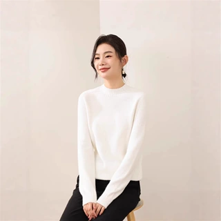 一线成衣女半高领纯色加厚宽松针织长袖保暖毛衣秋冬新款针织衫衣