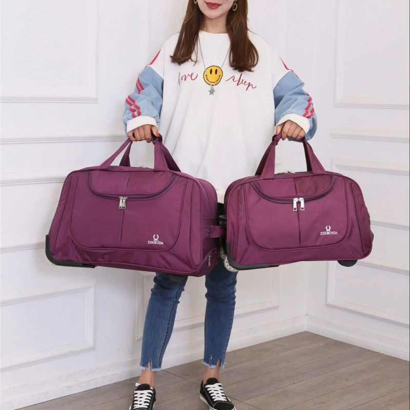 Foldable waterproof travel suitcase / handheld bag, telescopic handle and wheels, spacious, unbranded