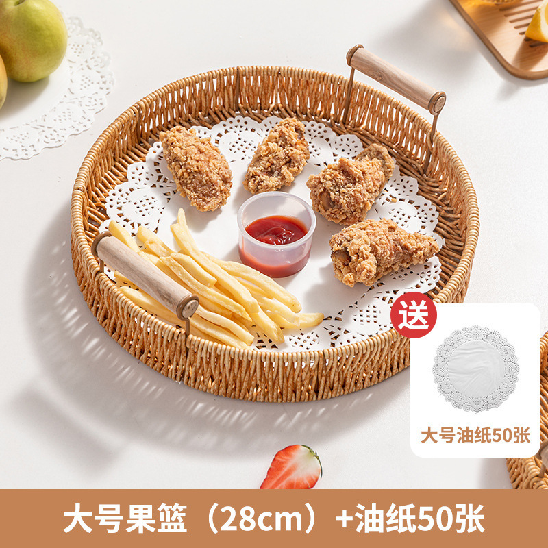 スナック、軽食、フルーツバスケット、模造籐トレイ、ホームリビングルーム、ケーキ、パン、竹バスケット、ドライフルーツトレイ|undefined