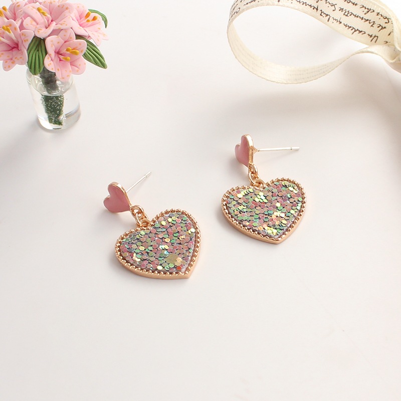 1 Pair Quantity 1 Pair Simple Style Heart Shape Alloy Enamel Women's Drop Earrings