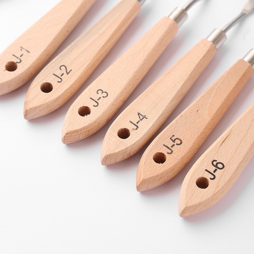 Art special-shaped scraper factory oil painting texture painting scraper solid wood stainless steel palette knife cream spatula cross-border