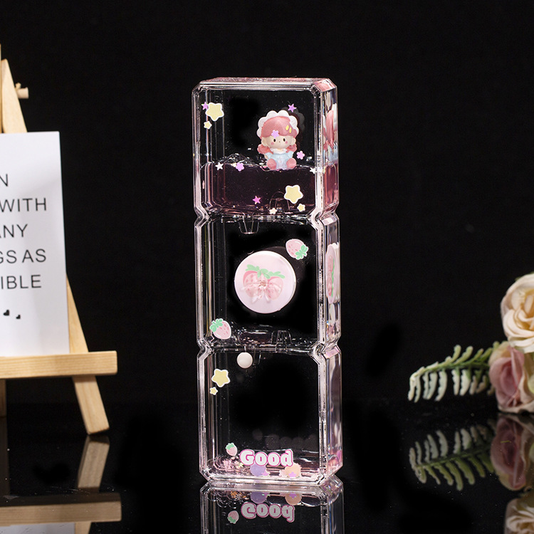 Acrílico transparente panda gota de aceite reloj de arena líquido botella de arena flotante regalo de cumpleaños para niños decoración de escritorio de oficina