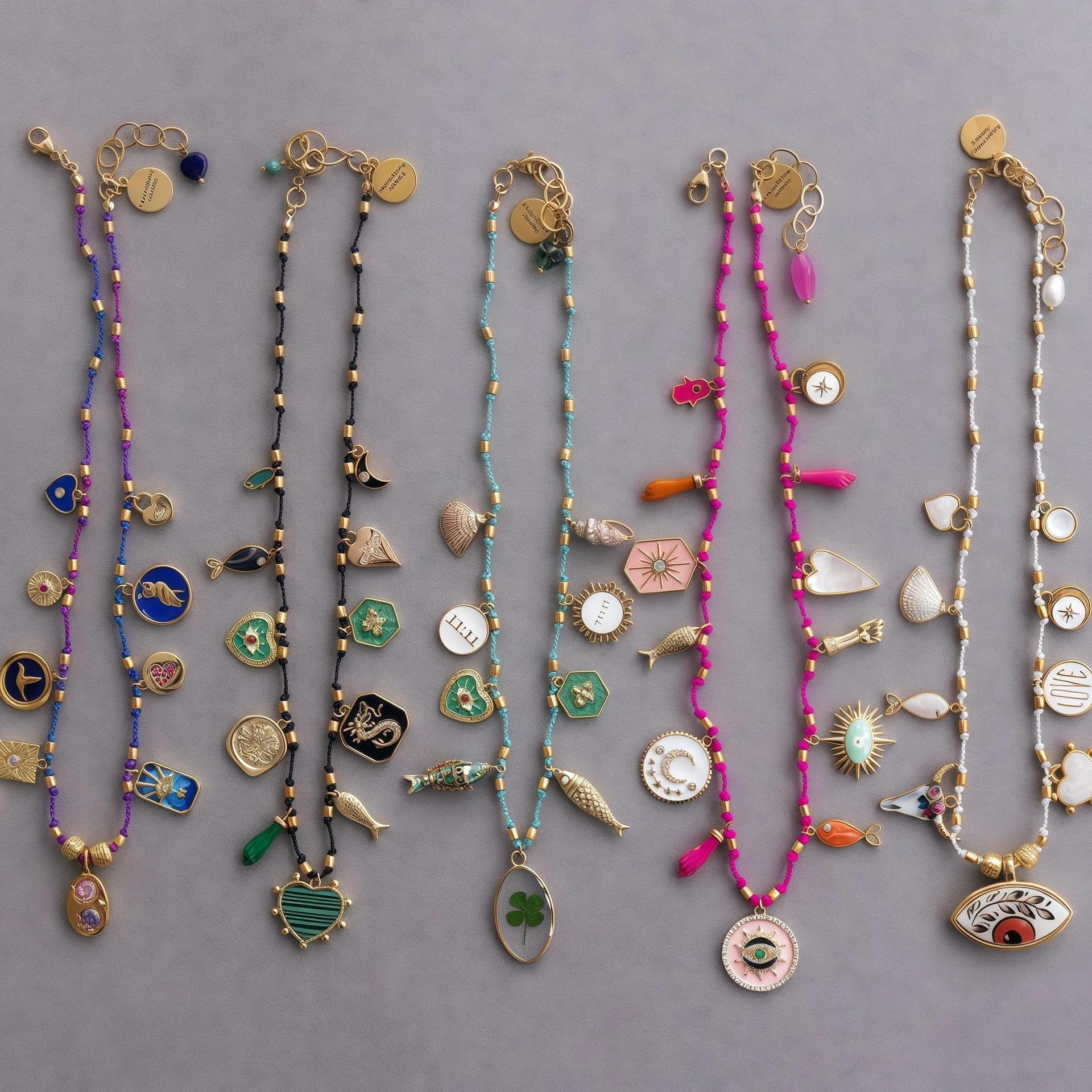 European and American Cross-Border Hot Selling Colorful Oil Dripping Pendant Colorful Rope Necklace Devil's Eye Heart Personalized Hip-Hop Men's Style