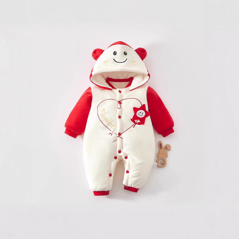 Newborn Baby Cotton Clothes New Year Clothes New Year Clothes Weekly Clothes Thickened fleece-lined Climbing Clothes Unibody Clothes New Year Clothes Festive Clothes