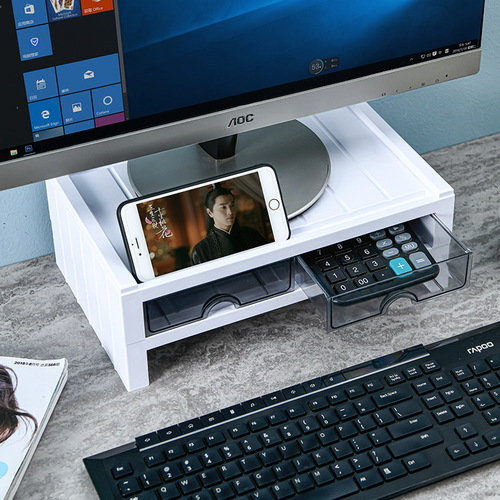 Monitor elevated office desktop computer base bracket desktop keyboard storage padded storage shelf