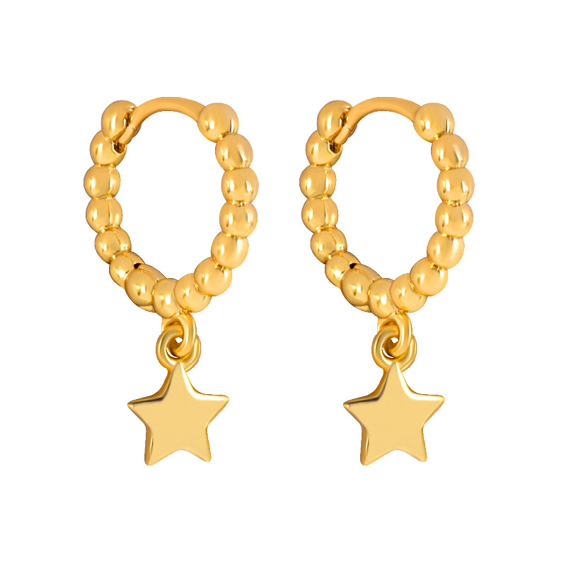 Star, Moon Pattern 1 Pair Modern Style Star Moon Copper Plating Inlay Artificial Gemstones Earrings