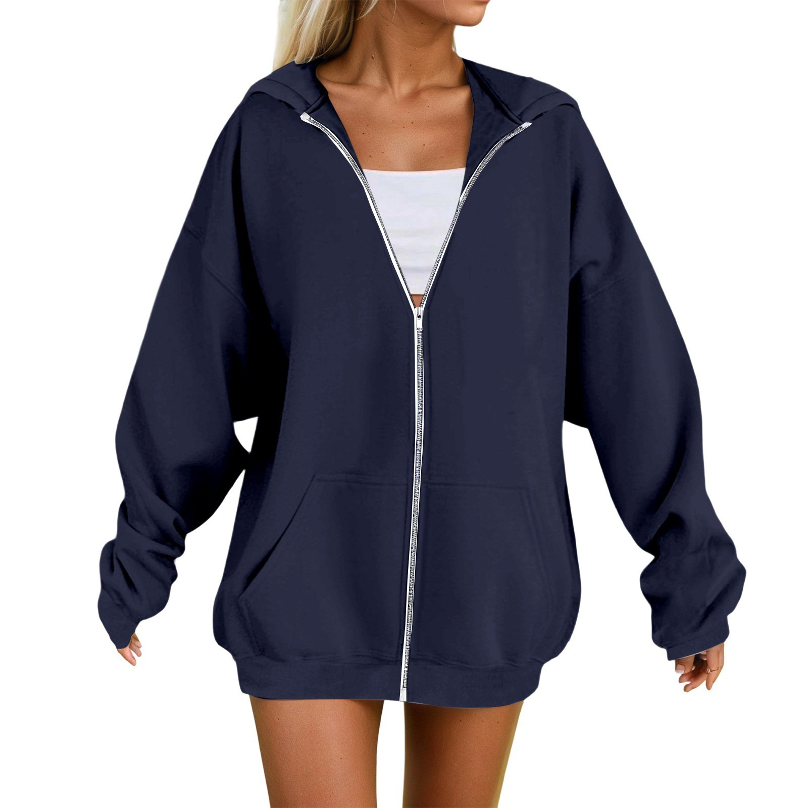 2026 New Autumn and Winter Casual Cross-Border European and American Foreign Trade Women's Clothing Amazon Hooded Long-Sleeved Velvet Zipper Sweatshirt