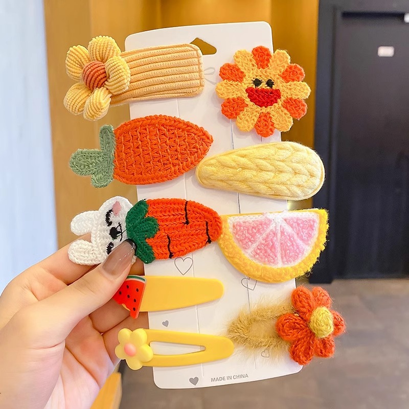 Cute clip de dibujos animados clip de borde conjunto frente cejas clip de cabello para chicas clip de BB otoño invierno de alta sensibilidad adornamiento de cabello tocado