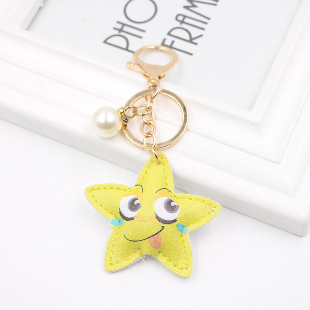 Cartoon Leather Bag Key Chain Pendant Five-pointed Star Bag Pendant Keychain display picture 4