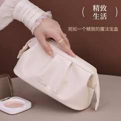 高級感のある人気のプリーツ化粧品バッグ、高級感のあるポータブルハンドバッグ、ディナーバッグ、口紅パウダーパウダーのポータブル収納バッグ