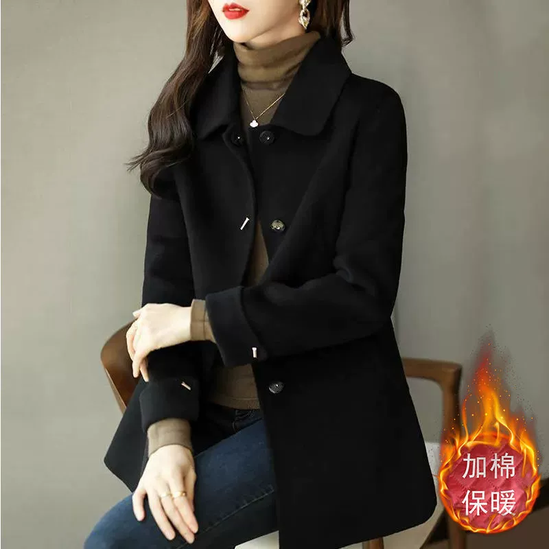 Demi-season small woolen coat for leisure, jacket, for teenagers, fitted, high-quality style