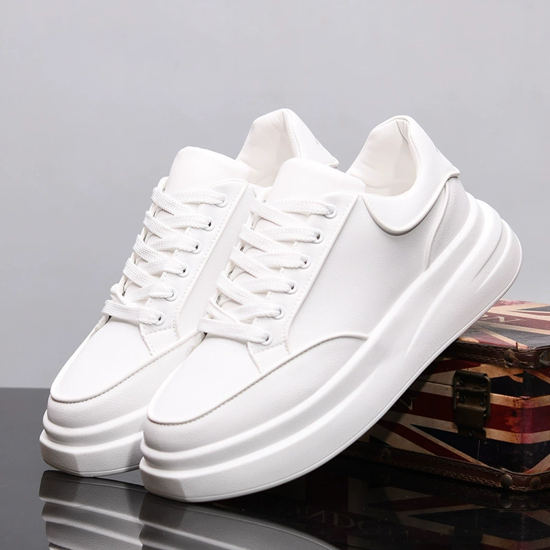 Мужские белые кроссовки McQueen, повседневные модные кроссовки на платформе из натуральной кожи на толстой подошве, универсальные спортивные кроссовки для пар KY279.