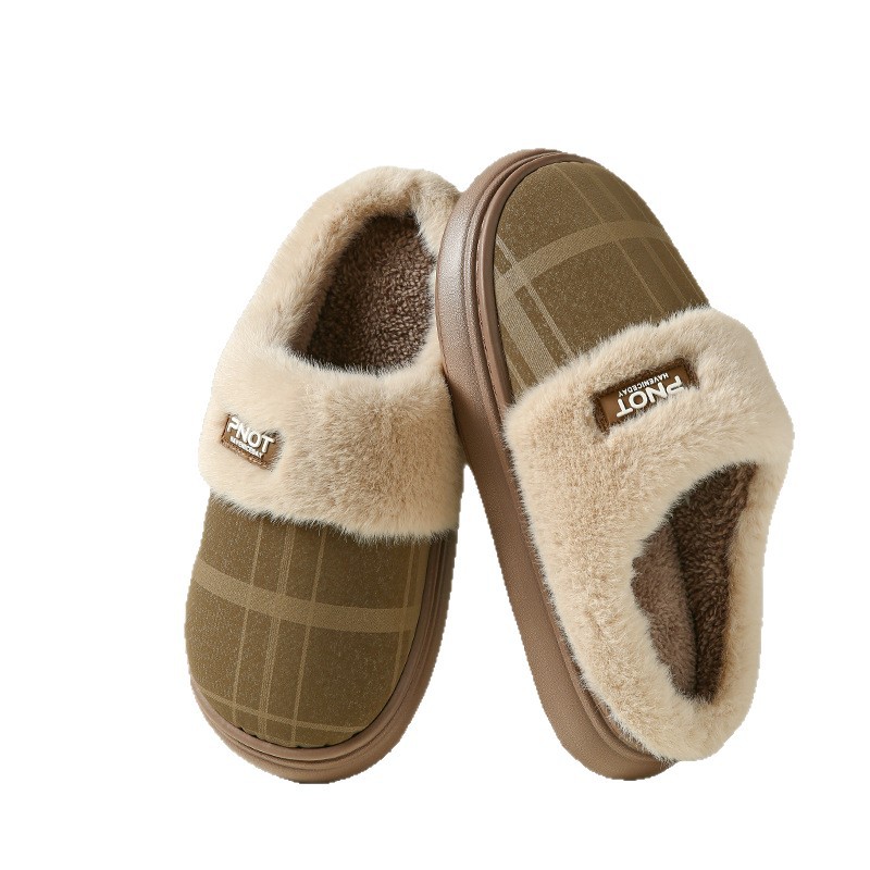 2025 nuevas zapatillas de algodón de alta calidad de invierno para mujeres con una parte inferior gruesa de terciopelo grueso para mantener cálidas parejas de algodón zapatillas de tamaño grande para hombres