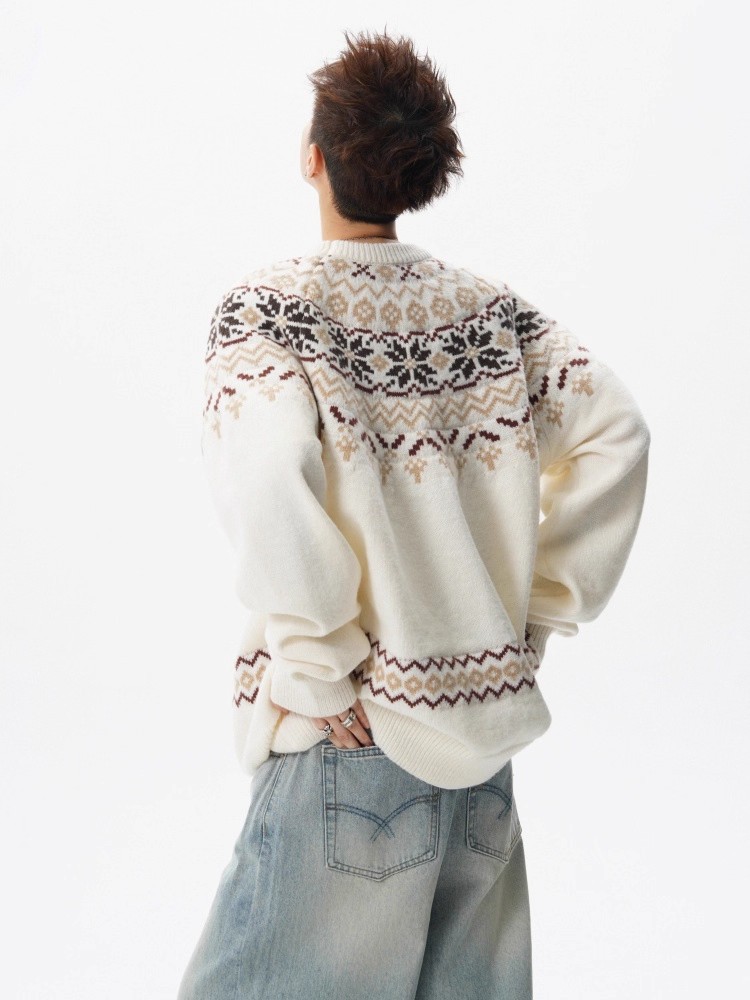 Herren Jacquard Weihnachtsstrickpullover Premium Winter Pullover_voghion.com