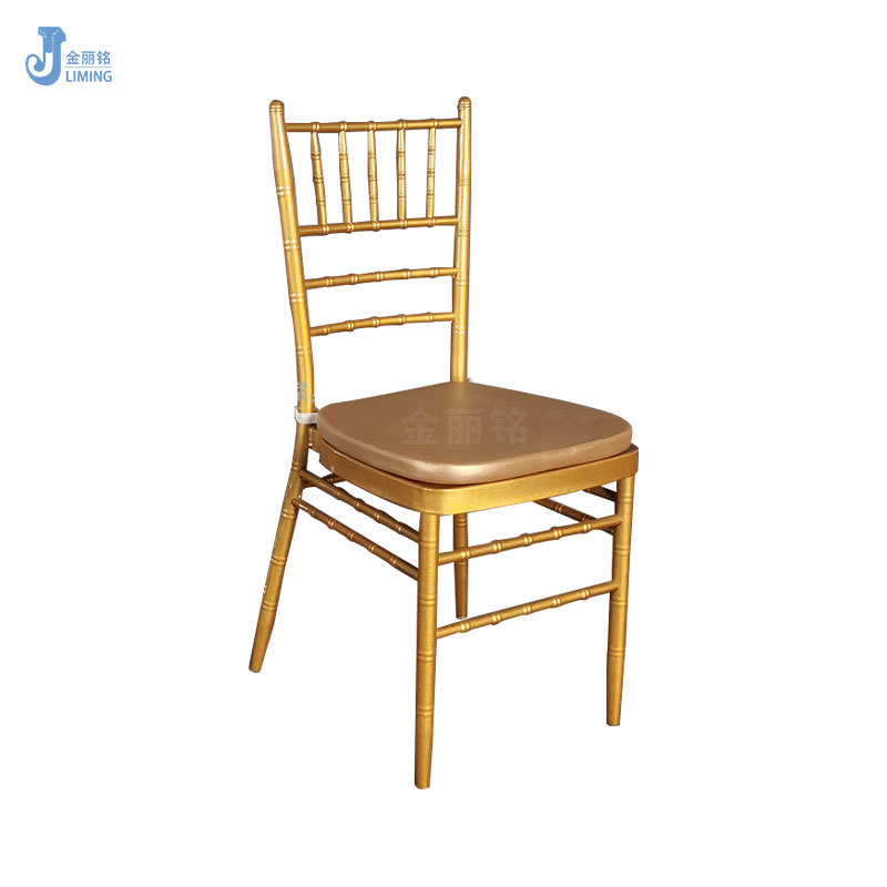 Silla de bambú metálica, silla de banquete para hotel, silla de bambú dorada simple, silla para exteriores, césped, bodas, celebraciones, venta al por mayor