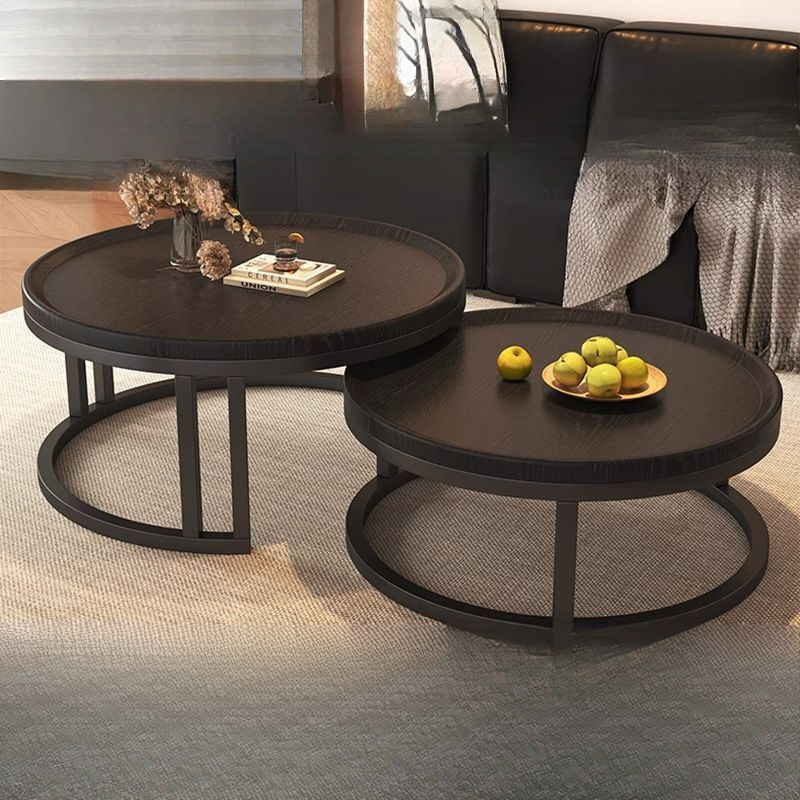 Solid Wood Coffee Table for Living Room Home 2025 New Style Accessible Luxury High-End Normcore Small Apartment Home Side Table Round Coffee Table