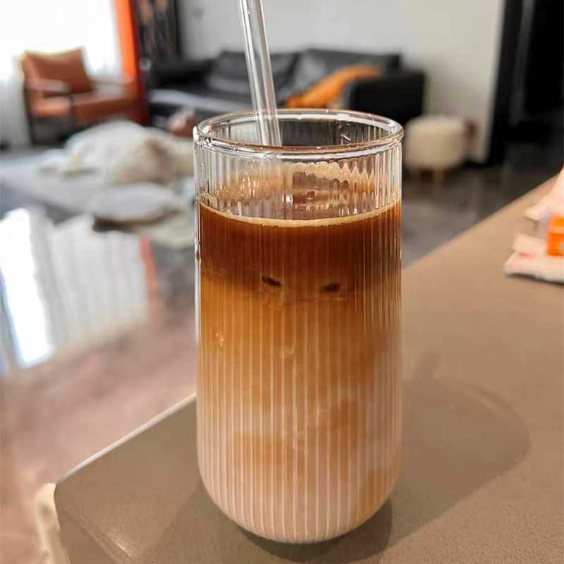 インスタイルニッチフルーツティーコールドドリンクカップ家庭用高価値透明炭酸水コーヒーカップジュースガラスカップ|undefined