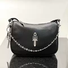 Designer Sword Cross Chain Premium Genuine Leather Baguette Bag 2024 Fall Winter New Shoulder Bag for Women