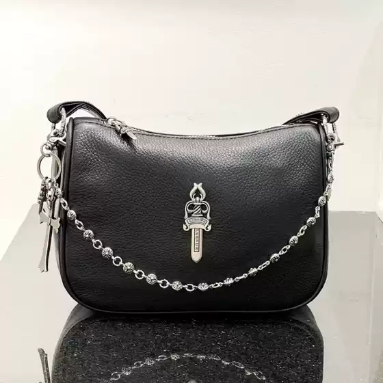 Designer Sword Cross Chain Premium Genuine Leather Baguette Bag 2024 Fall Winter New Shoulder Bag for Women
