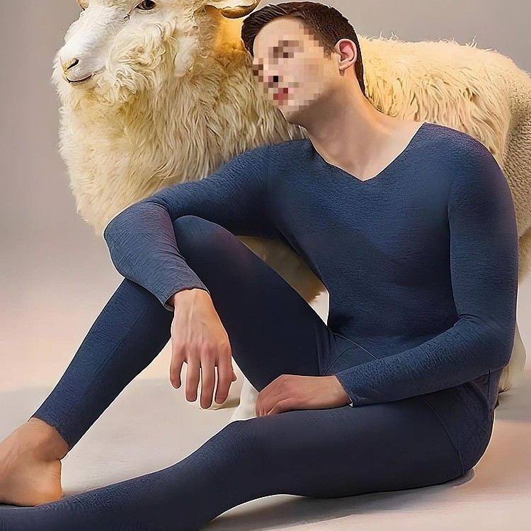 [Flying in the Snow] Men's Thermal Suit Wool Silk Autumn and Winter Thermal Underwear Seamless Bottoming Autumn Clothes and Autumn Pants Suit
