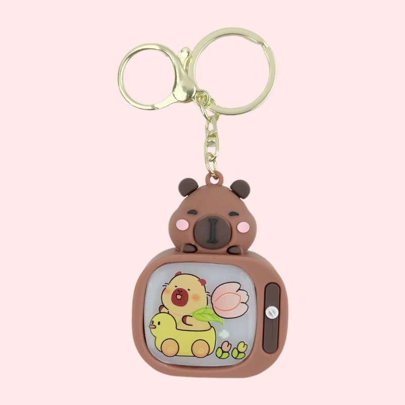 クリエイティブかわいいカピバラ発光キーホルダースクールバッグテレビペンダントスクールバッグ絶妙なギフト人形マシン|undefined