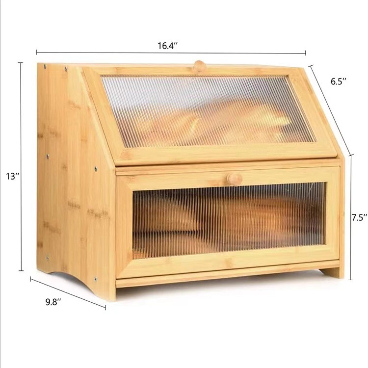 Caja de almacenamiento de madera de doble capa Cocina doméstica Caja de almacenamiento de alimentos de gran capacidad Caja de almacenamiento de bocadillos multifuncional