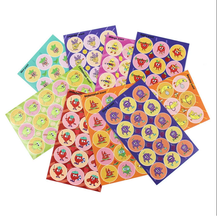 Наклейки с ароматом, наклейки с мультяшными детскими наградами, царапины, ароматические наклейки, внешняя торговля в наличии, ароматические наклейки, запах, аромат