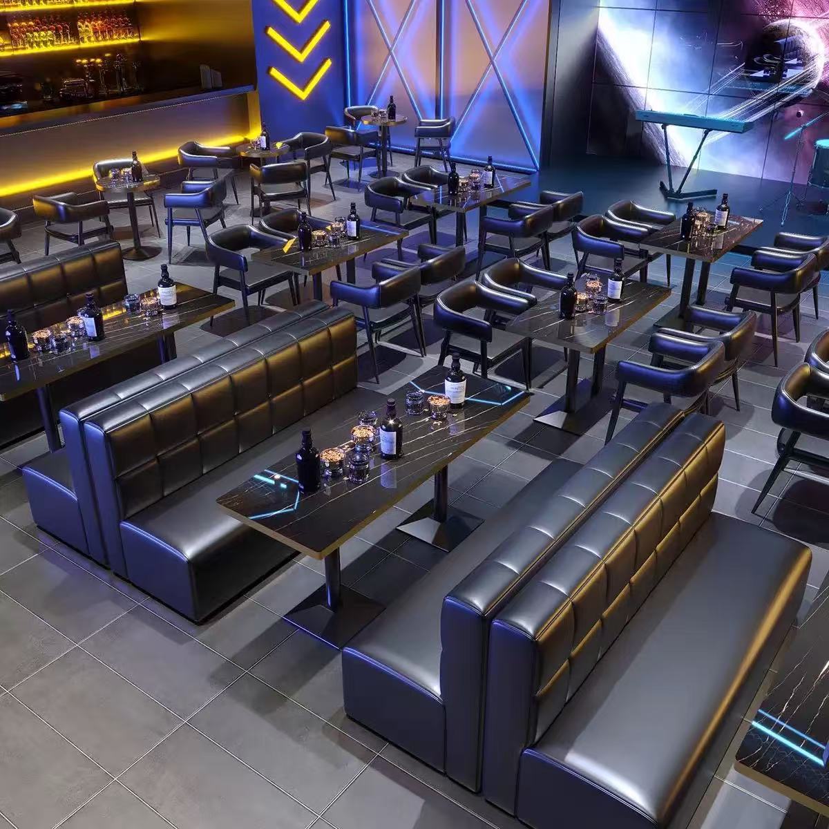 Ktv Sofa Coffee Table Bar Booth Sofa Combination Industrial Style Nightclub Club Bar Cafe Restaurant Tables and Chairs