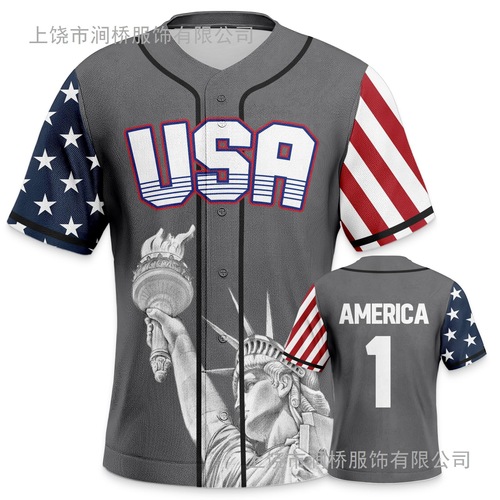 Custom Flag Baseball Jersey 3D Print T-Shirt Baseball Apparel