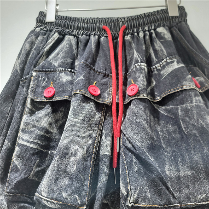 Pantalones Cortos de Mezclilla de Mezclilla y Poliéster, Largo de Cinco Puntos, Cintura Media