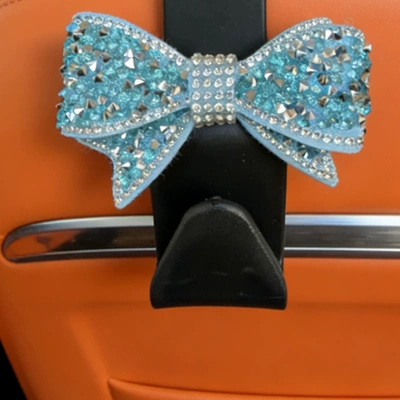 Back Storage, Other Automotive Interior Supplies - full-diamond-light-blue-bow-black-hook