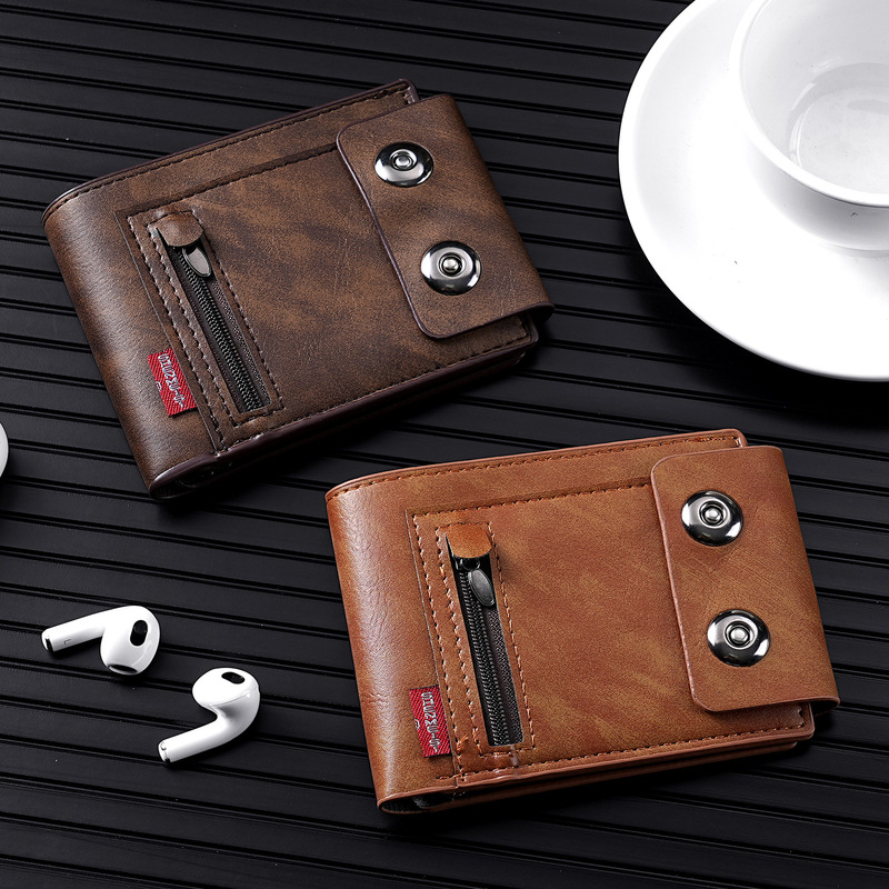 Cross-Border New Model Men's Short Wallet, Business Double-Clasp Multi-Card Slot Wallet, Dollar Bill Coin Purse, Wholesale Direct Supply
