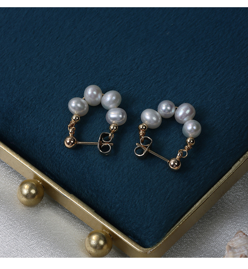1 Pair Freshwater Pearl Copper Freshwater Pearl Freshwater Pearl Earrings Solid Color Drop Earrings Earrings display picture 7