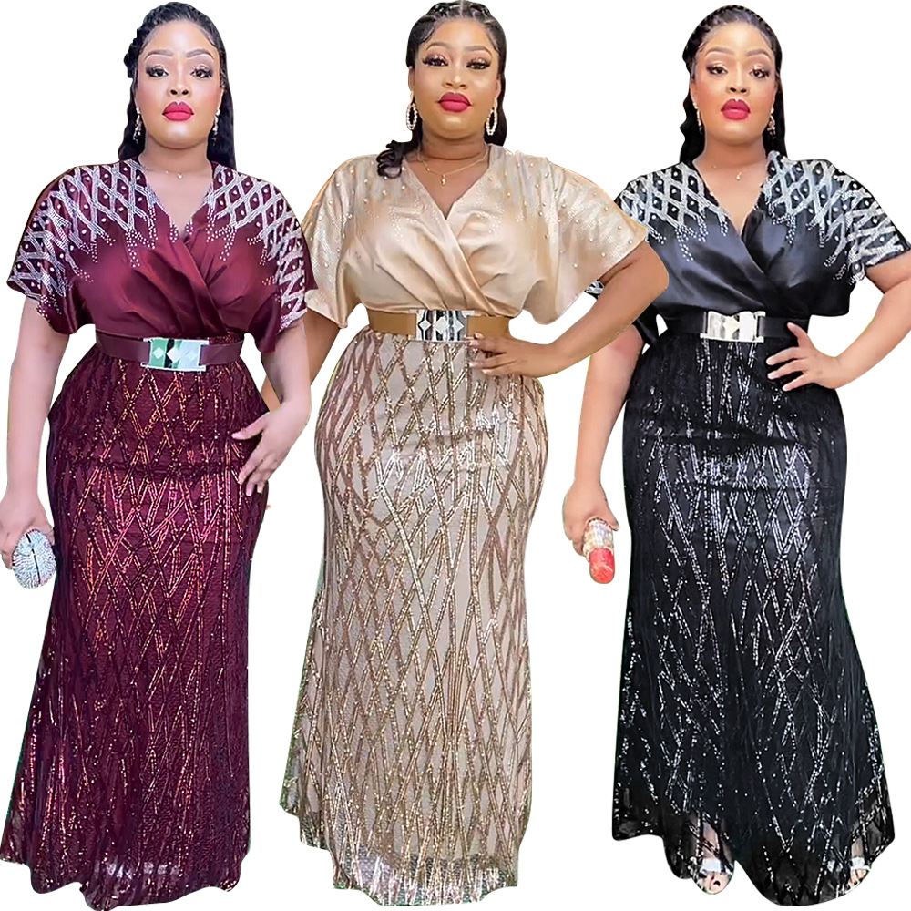 Elegant Women's Evening Dress With Decorative Beads And Diamonds_voghion.com