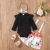 Summer colored bodysuit girl's, dress with bow, spring set, suitable for import, long sleeve