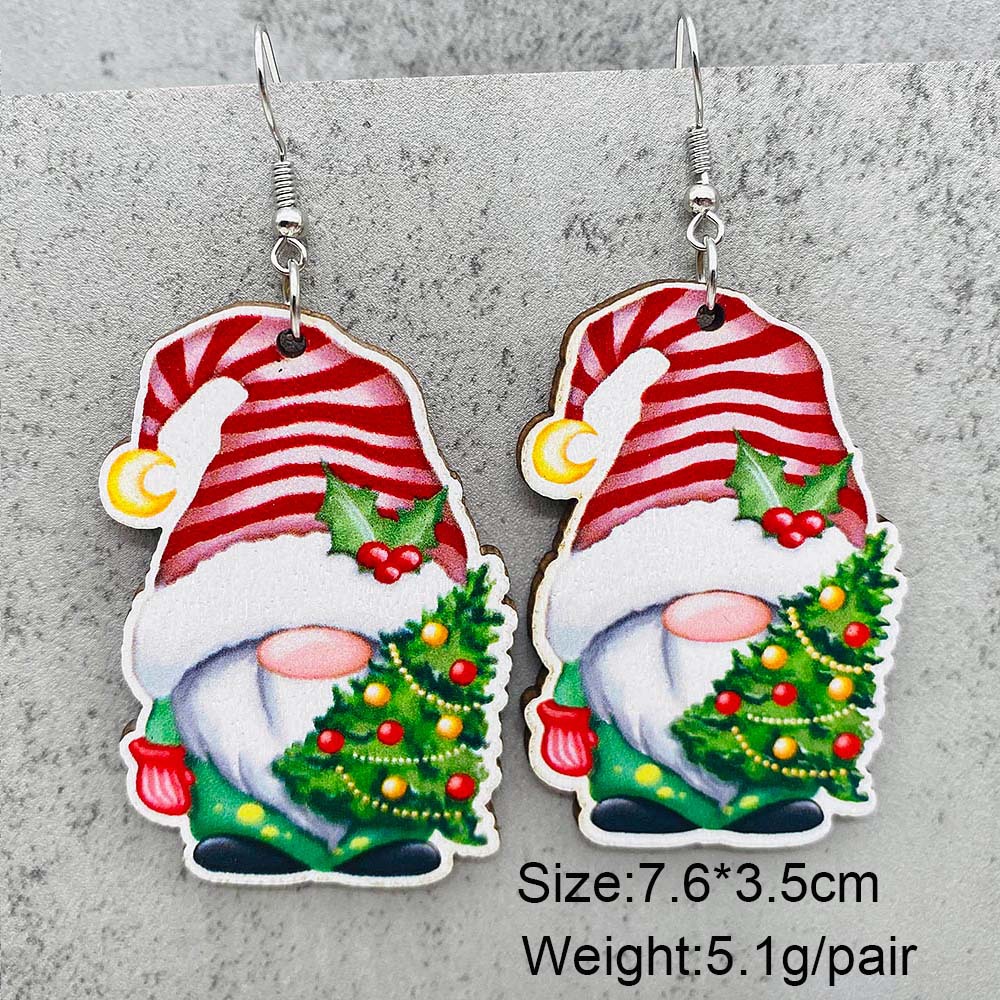 6g Weight Ear hook Event & Party Supplies Ear hook Classification 1 Pair Quantity Holiday, Party Occasion Wood Material Christmas Festival Christmas Hat, Christmas Tree, Santa Claus Pattern Women's Gender Cute Style 1 Pair Cute Christmas Hat Christmas Tree Santa Claus Wood Ear Hook 9