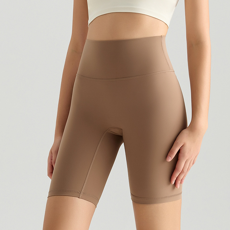 LAHN sin tamaño sentido de la nube pantalones de yoga quinto pantalones desnudos alto elástico desgaste exterior vientre contracción cadera levantamiento adelgazamiento yoga medio Pantalones