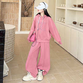 春季中大女童套装春秋新款童装儿童女孩钉珍珠休闲运动两件套洋气