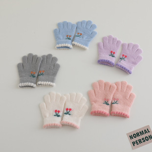 Children's Gloves Girls Winter Cute fleece-lined Warm Five Finger Gloves for Boys and Girls Baby Winter Primary School Students