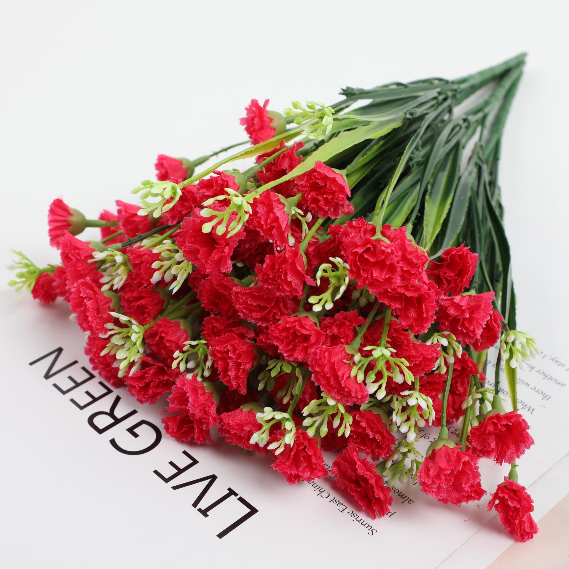 Simulación de plantas acuáticas plástico hierba de primavera flor violeta serigrafía hierba de primavera de cinco cabezas pequeña margarita flor falsa accesorios decorativos al por mayor